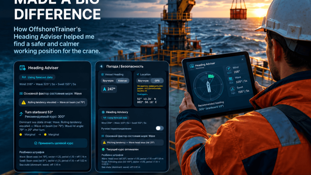 Finding a Better Heading Before the Lift: Taking OffshoreTrainer’s Heading Adviser Into Real Operations